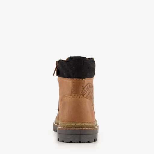 Leren jongens veterboots cognac