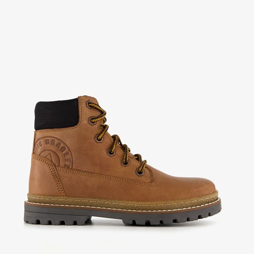Leren jongens veterboots cognac