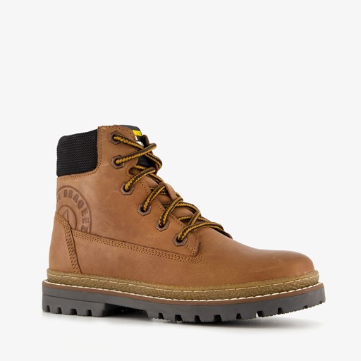 Leren jongens veterboots cognac