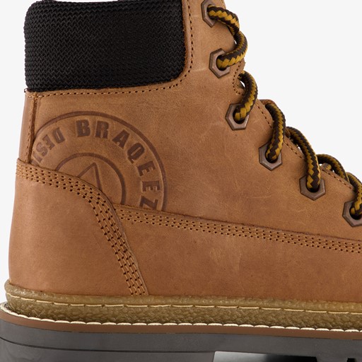 Leren jongens veterboots cognac