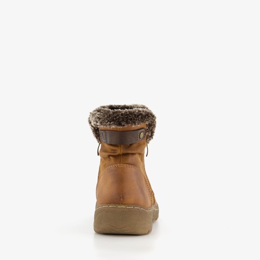 Lage gevoerde dames boots cognac