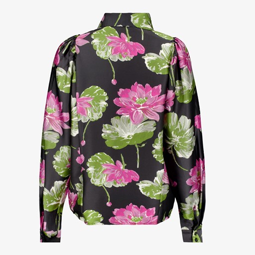 Dames blouse zwart met bloemen