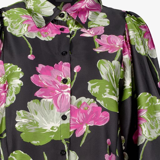 Dames blouse zwart met bloemen
