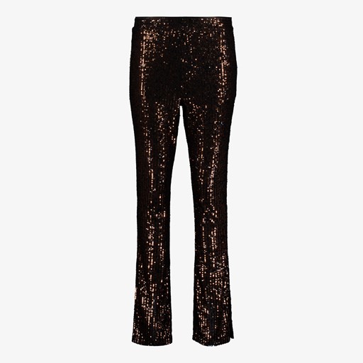 Dames glitter flared legging bruin