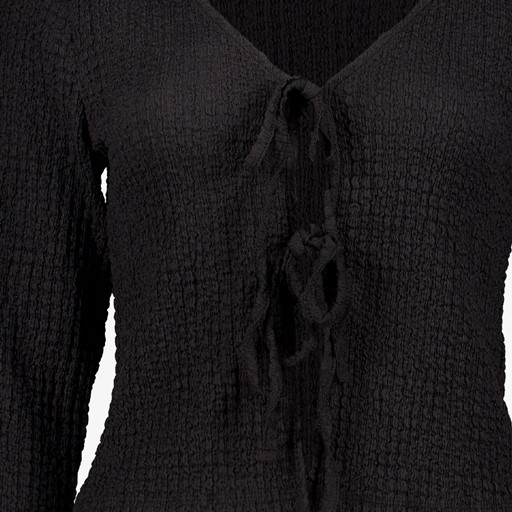 Dames vest met strikkoordjes zwart