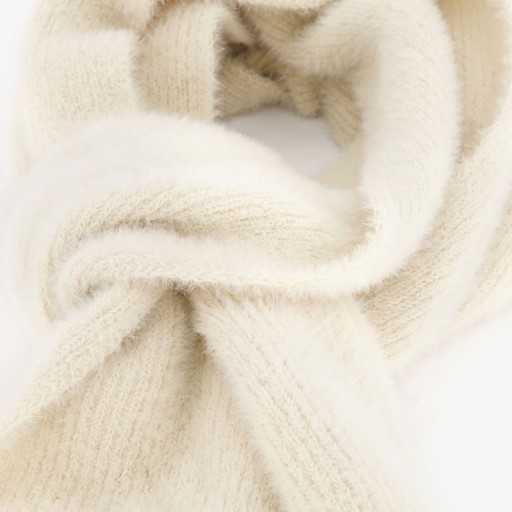 Ribgebreide dames sjaal beige