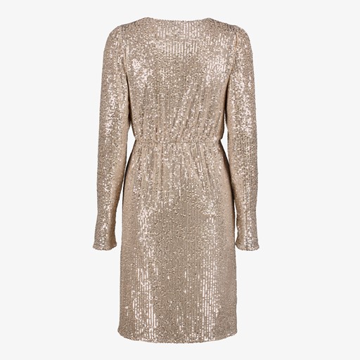 Dames jurk met pailletten beige