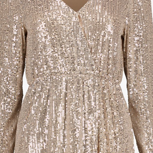 Dames jurk met pailletten beige