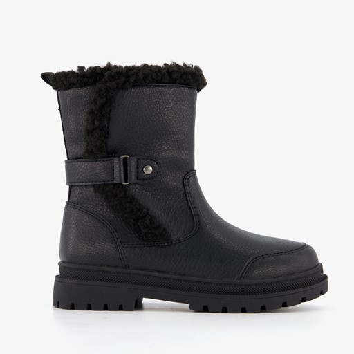 Gevoerde meisjes biker boots zwart