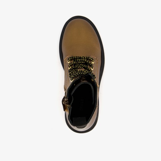 Leren meisjes veterboots brons