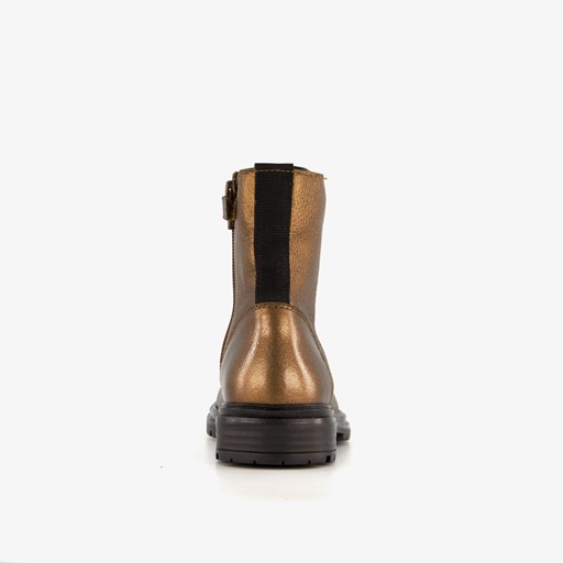 Leren meisjes veterboots brons