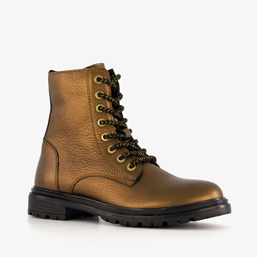 Leren meisjes veterboots brons