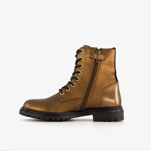 Leren meisjes veterboots brons