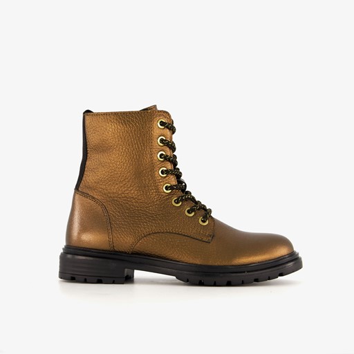 Leren meisjes veterboots brons