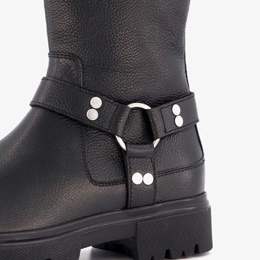 Leren meisjes biker boots