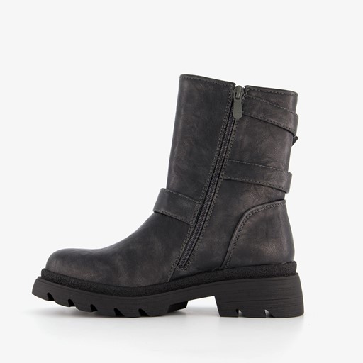 Dames biker boots met gespen grijs