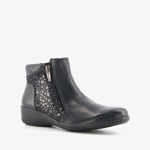 Leren dames enkellaarsjes zwart