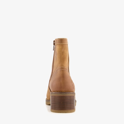 Dames enkellaarsjes met hak cognac
