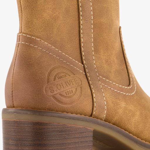 Dames enkellaarsjes met hak cognac