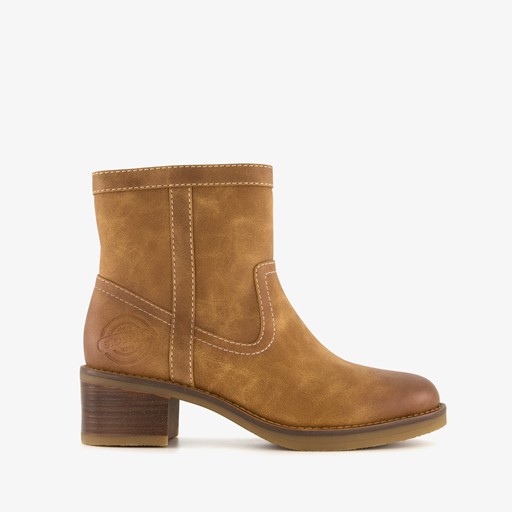 Dames enkellaarsjes met hak cognac