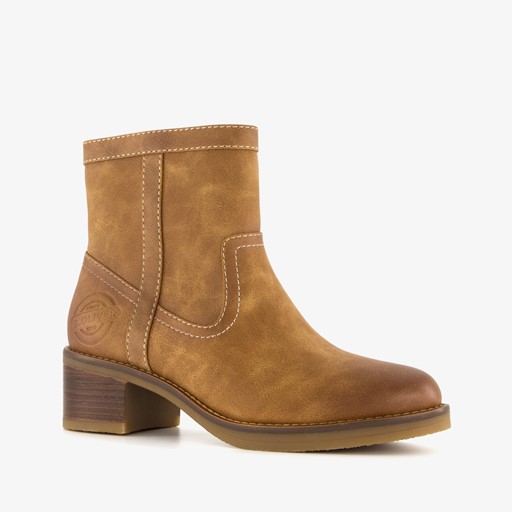 Dames enkellaarsjes met hak cognac