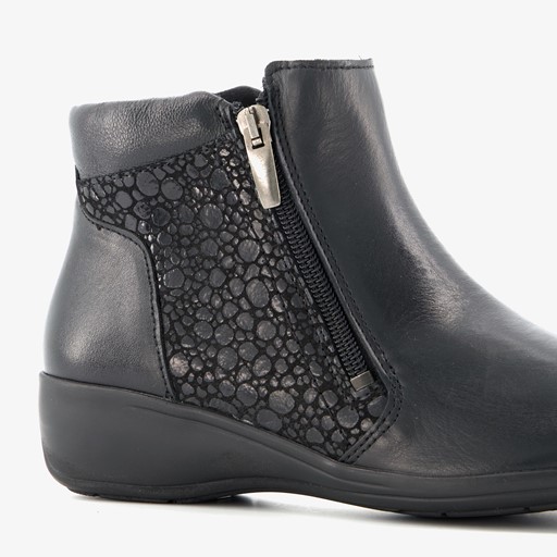 Leren dames enkellaarsjes zwart