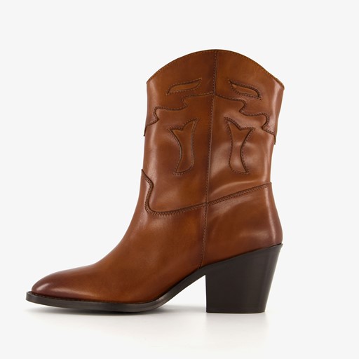 Leren dames western laarsjes cognac