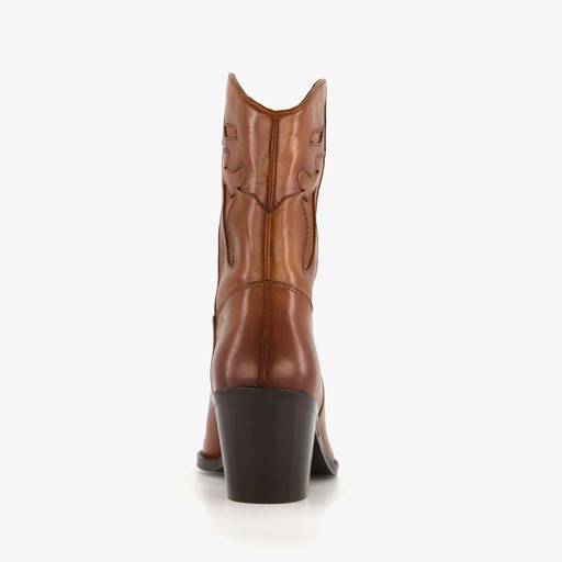 Leren dames western laarsjes cognac