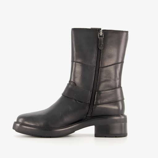 Leren dames biker boots met studs zwart