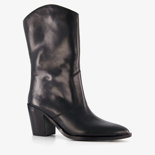 Leren dames western laarsjes zwart