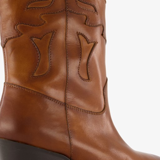 Leren dames western laarsjes cognac