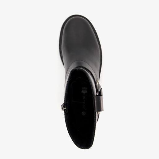 Leren dames biker boots met studs zwart