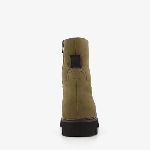 Leren dames boots olijfgroen