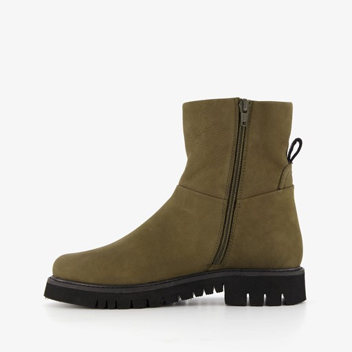 Leren dames boots olijfgroen