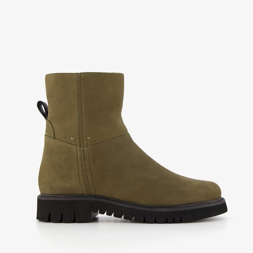 Leren dames boots olijfgroen
