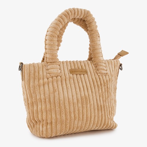 Stoffen schoudertas bruin