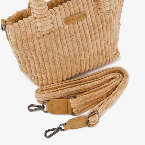 Stoffen schoudertas bruin