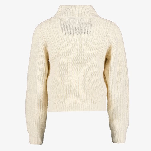Meisjes sweater met col beige
