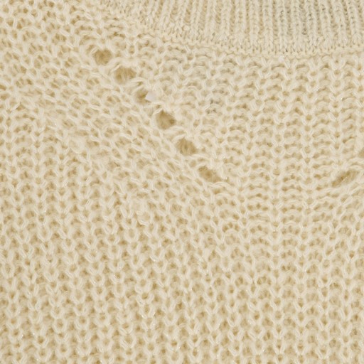 Meisjes sweater met col beige