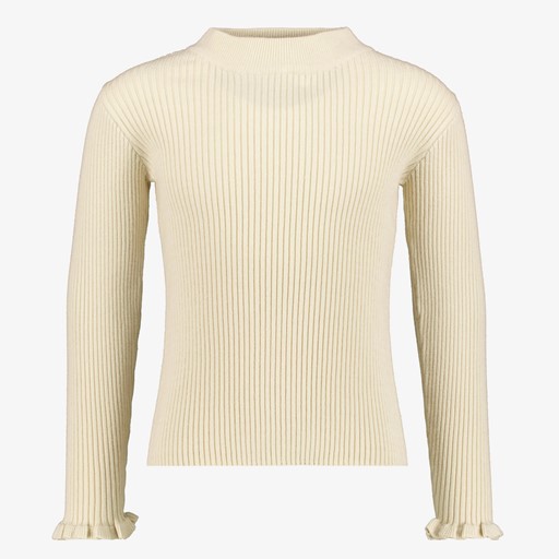 Vianna geribde meisjes longsleeve beige