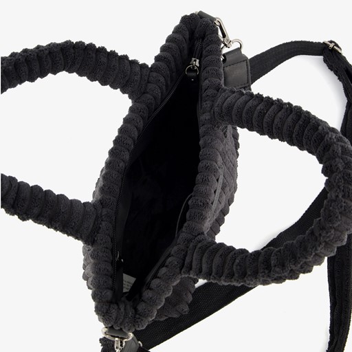 Stoffen schoudertas zwart