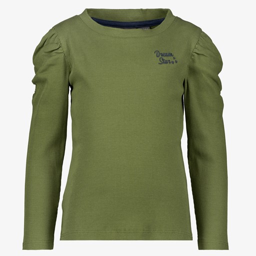 Geribde meisjes longsleeve groen