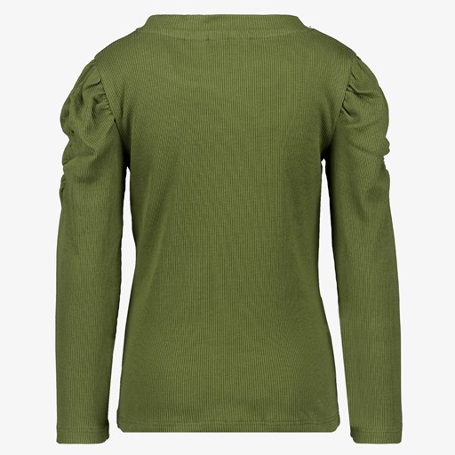 Geribde meisjes longsleeve groen