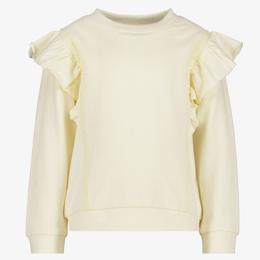 Meisjes sweater met ruches beige
