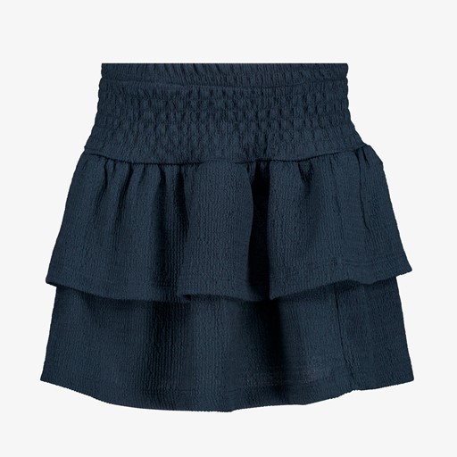 Meisjes rok met ruches donkerblauw