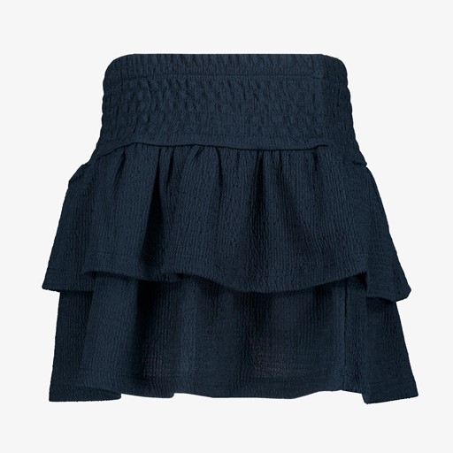 Meisjes rok met ruches donkerblauw