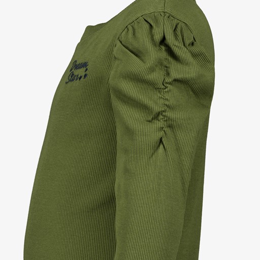 Geribde meisjes longsleeve groen