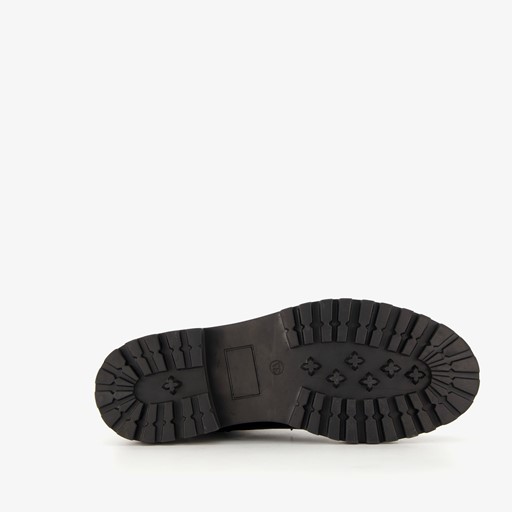 Leren dames veterboots zwart