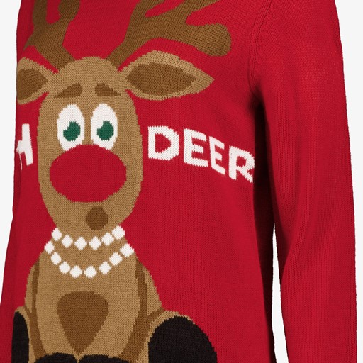 Dames kersttrui met Rudolf rood
