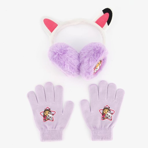 Kinder set oorwarmers handschoenen